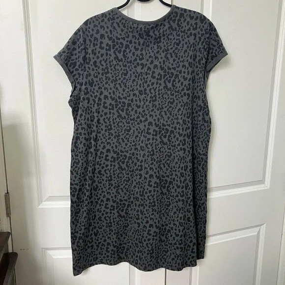 Gap Charcoal Animal Leopard Print Pocket T-shirt Dress XXL - Picture 7 of 7